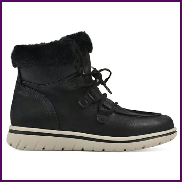 Women's Lace-Up Ankle Booties with Faux Fur Lining, Cushioned Sole, Size - Picture 4 of 8